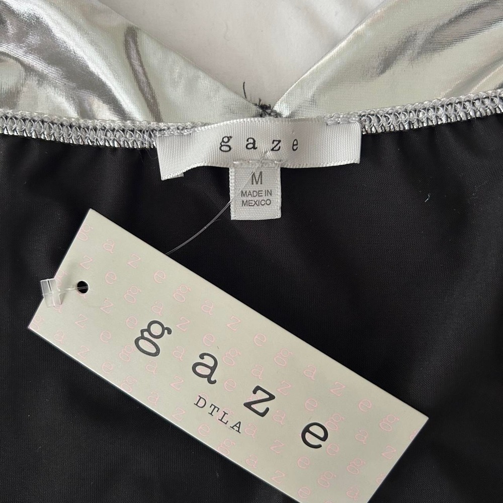 Gaze DTLA | Metallic Silver Camisole Crop Top | NWT | Size: Medium - Picture 5 of 6
